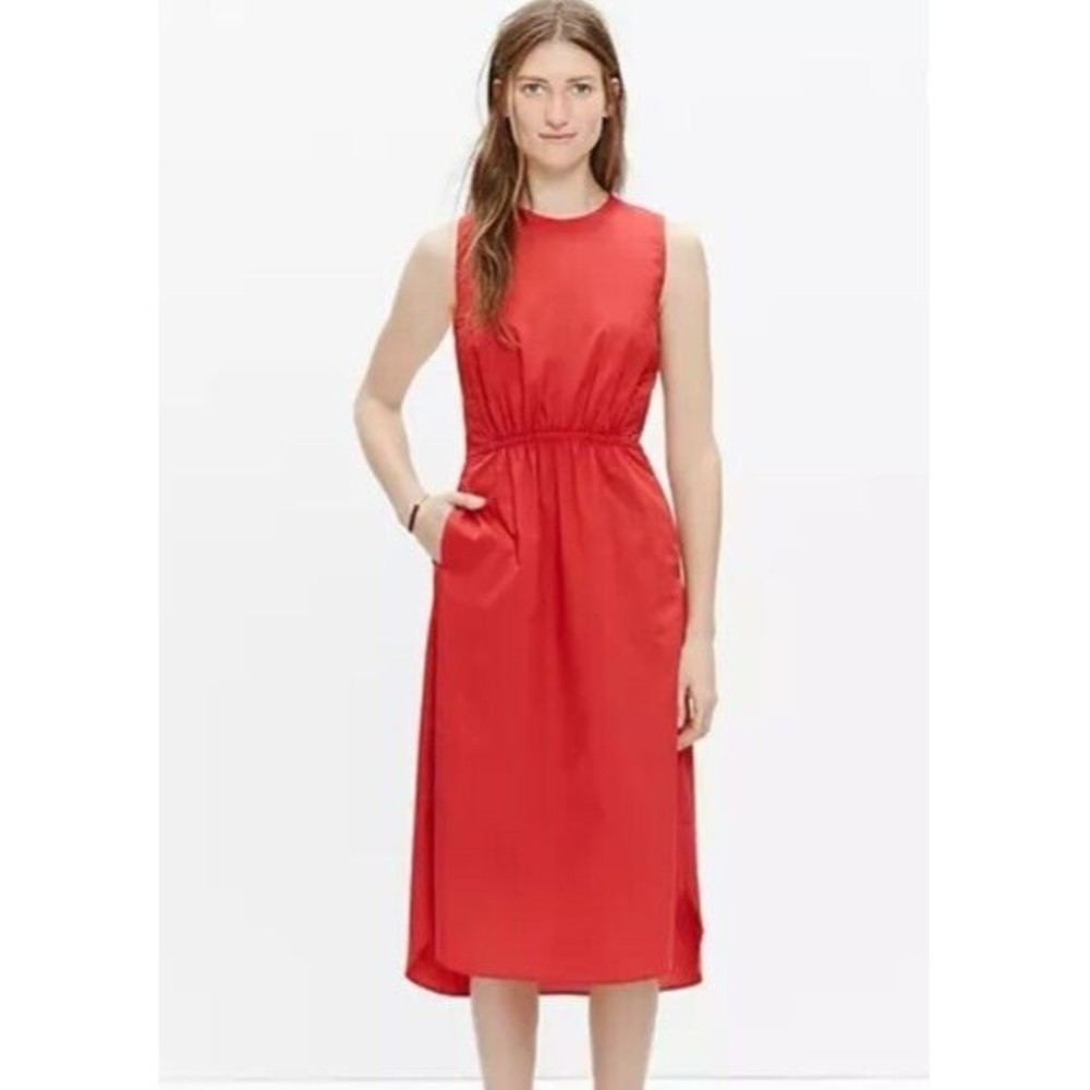 Madewell Cotton Lakeshore Midi Dress Women's Size 2 Hi-low Hem Pockets